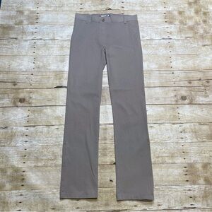 Betabrand Women’s Straight Leg Dress Yoga Pants In Khaki Tan Pull On Stretch